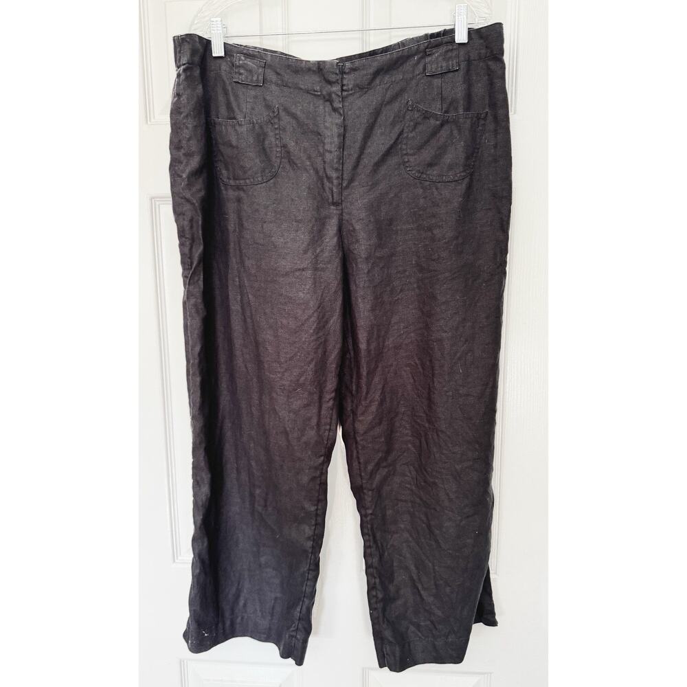 J.Jill Vtg Linen Crop Pants Black Lagenlook Size 18